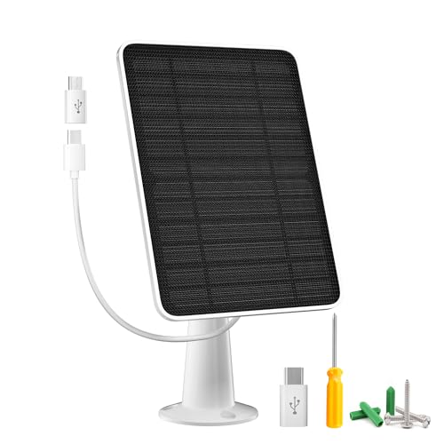 WININMETA Solar Panel Charger Compatible with Arlo Essential 2K Outdoor(2nd Gen)/Essential XL Camera(2nd Gen)/Essential Spotlight, 5W Solar Panel with IP65 Waterproof 10ft Micro USB-C Cable & Wall Mount, 1 Pack - Image 1