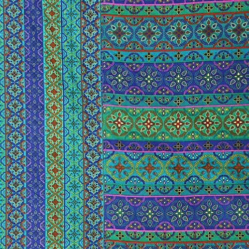 Swayam Pure Cotton King Fitted Bedsheet with 2 Pillow Covers | 200 TC Soft Breathable Bed Sheet | Ethnic Motifs Printed | Size 72 x 78 x 10 inch | Comfortable & Durable for Bedroom - Blue & Green - Image 5