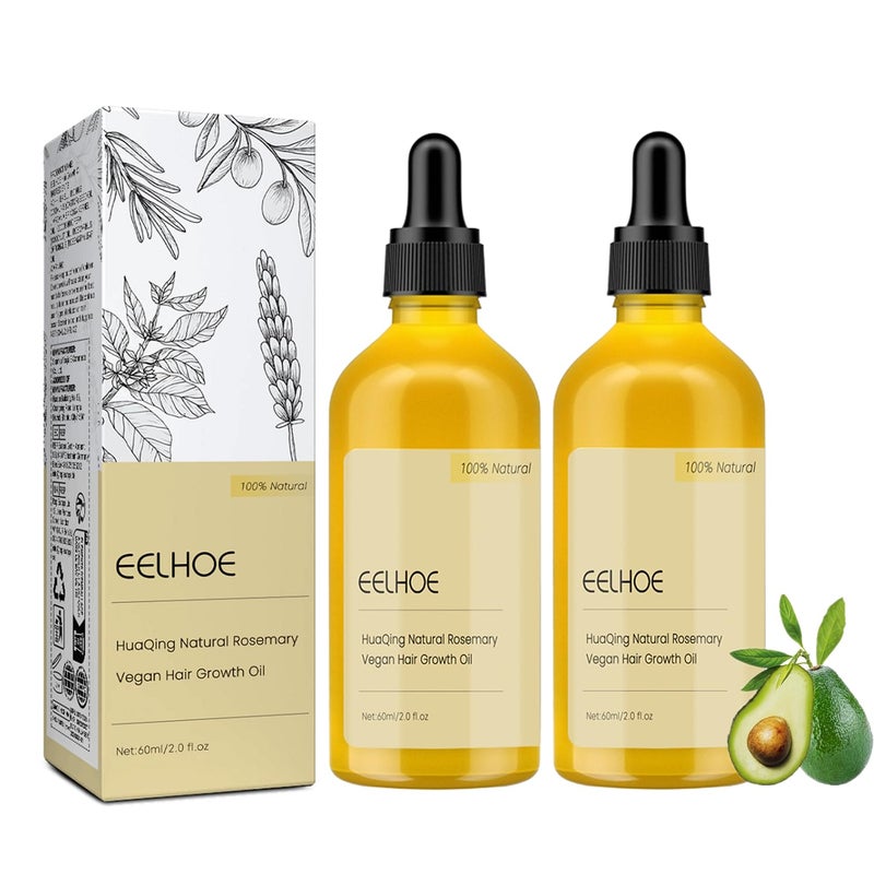 EELHOE 2Pack Natural Hair Growth Oil,Carvenchi Hair Growth Oil with Rosemary,Hair Regrowth for Dry Damaged and Thin Hair - Image 1