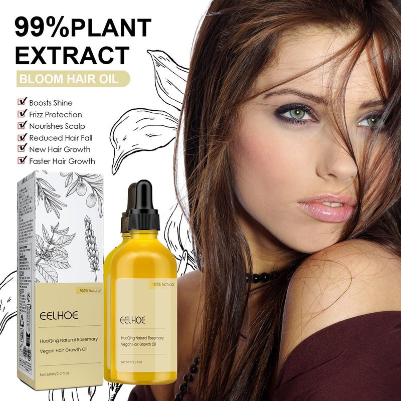 EELHOE 2Pack Natural Hair Growth Oil,Carvenchi Hair Growth Oil with Rosemary,Hair Regrowth for Dry Damaged and Thin Hair - Image 3