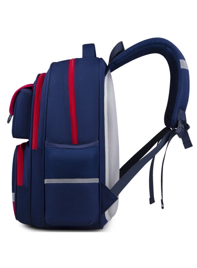Edison Primary School Backpack With Spine Protection, Weight Reduction, Large Capacity, Water-resistant, Camouflage Design, Children's Backpack 24016-2s Blue And Red - Image 3