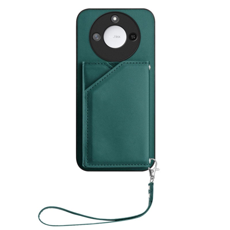 erorex For Honor X60 / X9c Smart  Feel Four Card Slots Phone Case with Wrist Strap(Green) - Image 2