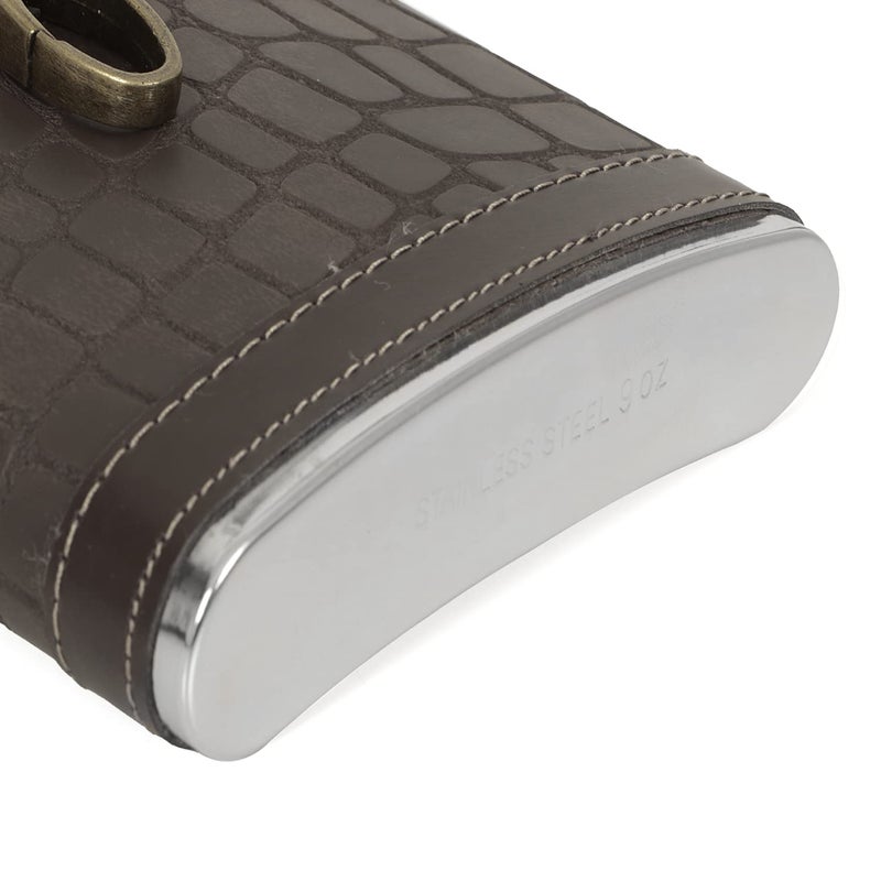 Jonquin زجاجة فلاسكة من الفولاذ المقاوم للصدأ مع قمع و 4 أكواب شوت للرجال والنساء، 9 أونصات (266 مل) للنبيذ والويسكي والفودكا والمشروبات الكحولية، حاملة مشروبات جيب (AR3784) - Image 4