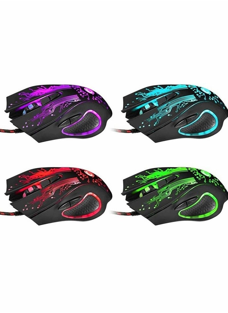 Gaming Mice, Computer Gaming Mouse Wired Manipulator Gaming Mouse Glare USB Wired Gaming Mouse Adjustable 7 ons LED Backlit Professional Gamer Mice Ergonomic, for PC Laptop (Black Seven Colors) - Image 4