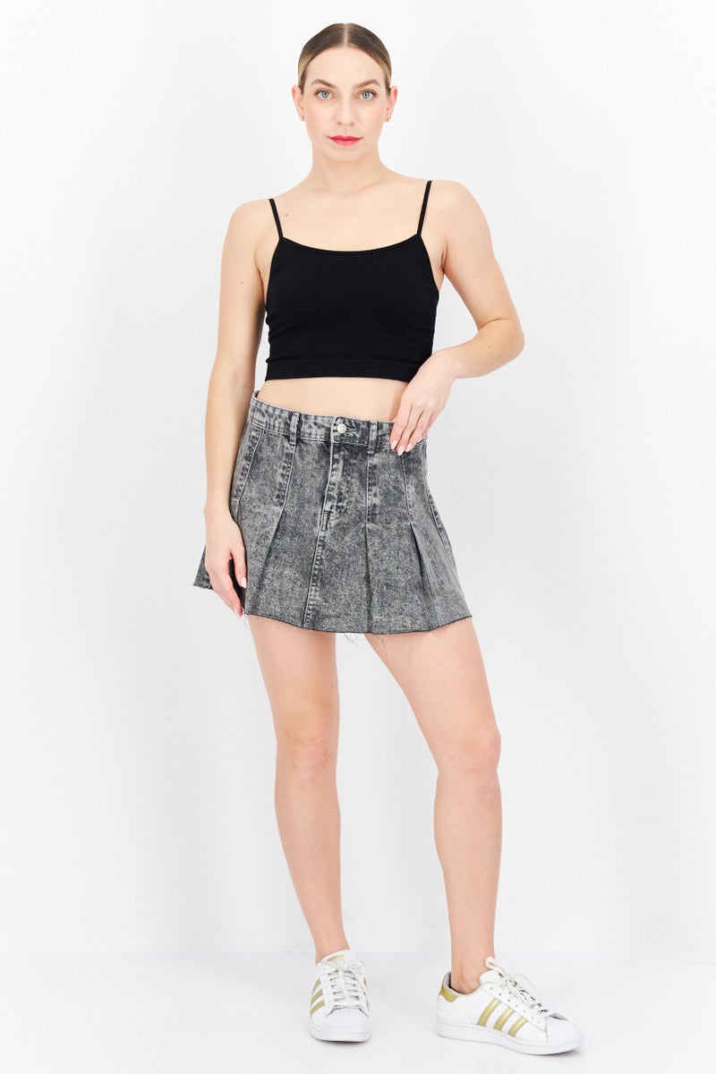 Don't Call Me Jennyfer Women Washed Denim Mini Skirt, Grey - Image 2