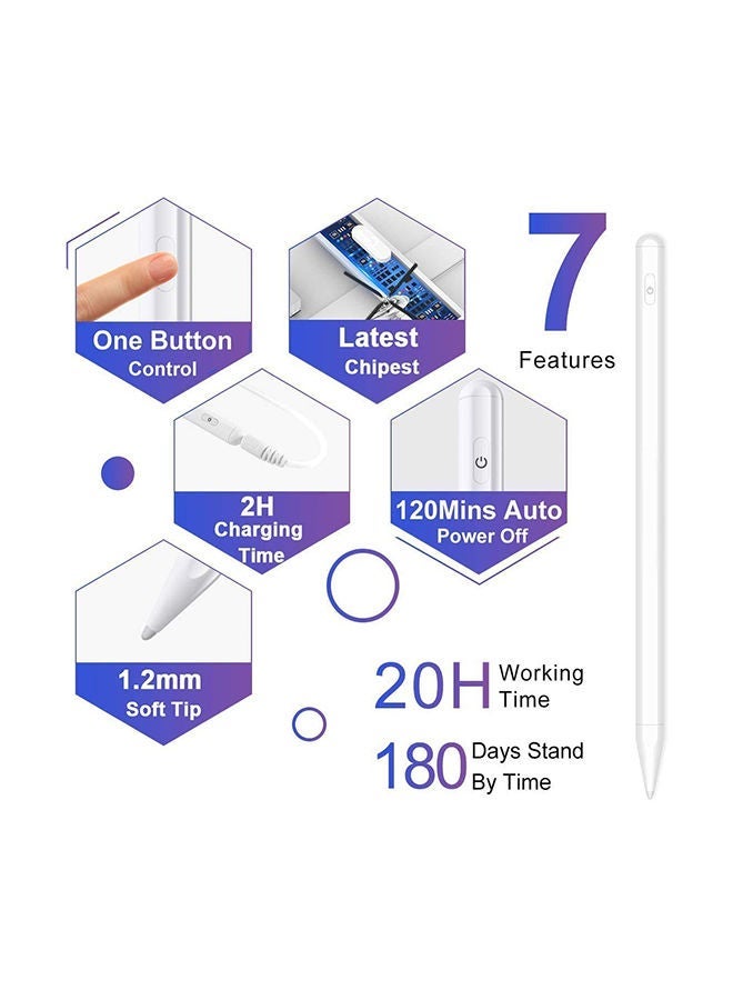 Stylus Pen For iPad With Palm Rejection White - Image 2