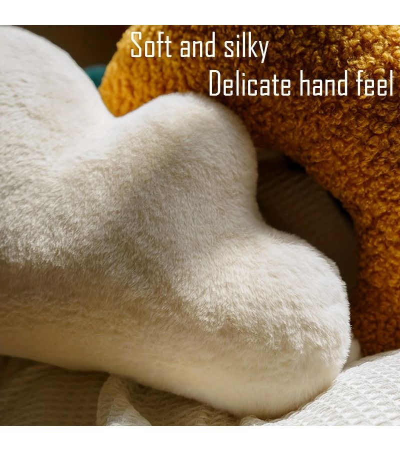 Fluffy Cloud Shaped Cushion For Bed Couch Armchair White 53cm 21inch - Image 4