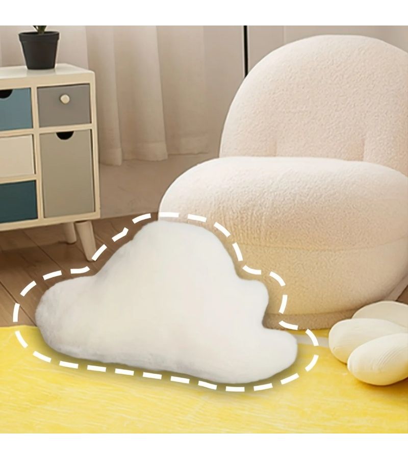 Fluffy Cloud Shaped Cushion For Bed Couch Armchair White 53cm 21inch - Image 5