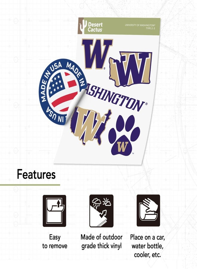Desert Cactus University of Washington UW Huskies Husky Sticker Vinyl Decals Laptop Water Bottle Car Scrapbook T2 (Type 2-3) - Image 4