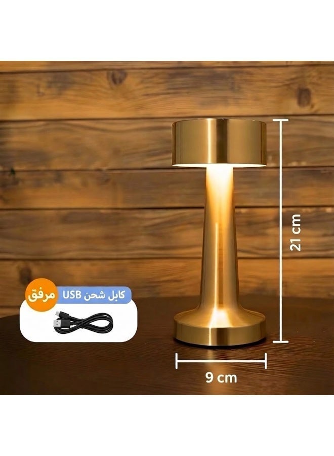 Wireless gold table lamp with a simple classic design – LED desk lamp, rechargeable for bedrooms, home offices, and living rooms. - Image 3