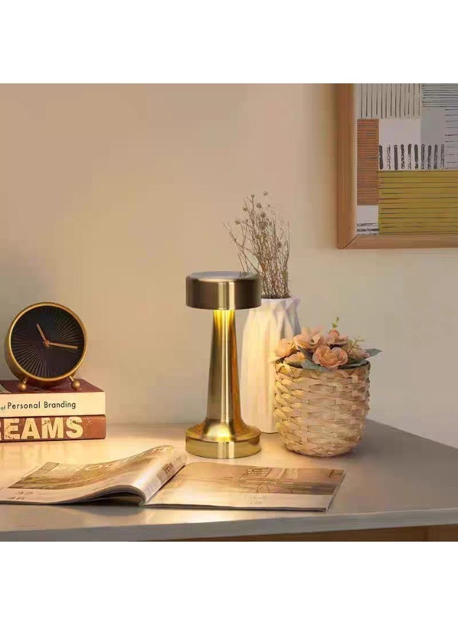Wireless gold table lamp with a simple classic design – LED desk lamp, rechargeable for bedrooms, home offices, and living rooms. - Image 5