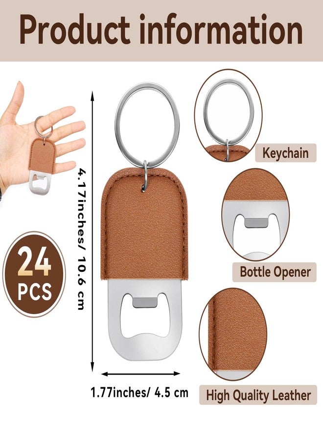 RMERVE 24 pcs Stainless Steel Bottle Opener with PU Leather Keychain Mini Metal Bottle Opener for Bartender Kitchen Bar Restaurant Creative Gift - Image 2