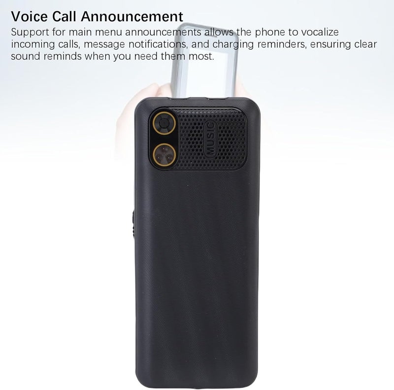 LICAEVEY Cell Phone for Seniors, 2.6in HD Display Unlocked Phones with SOS Button & Flashlight, 2500mAh Easy to Use Dumb Phone with Loud Volume, Voice Recorder, 3 Card Slots (Black) - Image 2