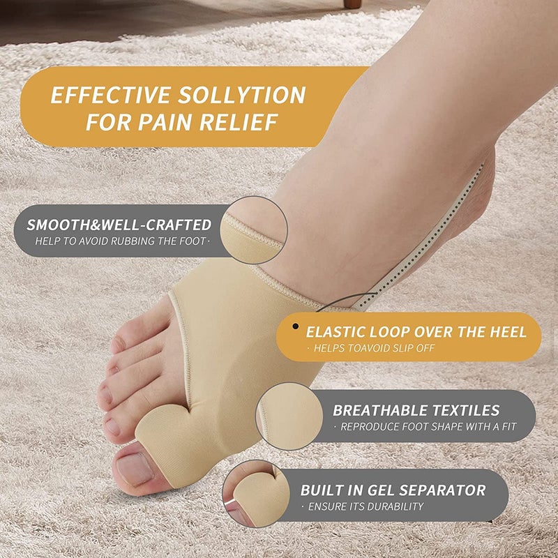 Bunion Corrector, Orthopedic Bunion Splint, Big Toe Separator Pain Relief, Non-Surgical Hallux Valgus Correction, Big Toe Straightener Pain Relief for Women & Men, Day Night Support (Beige), 1Pair - Image 3
