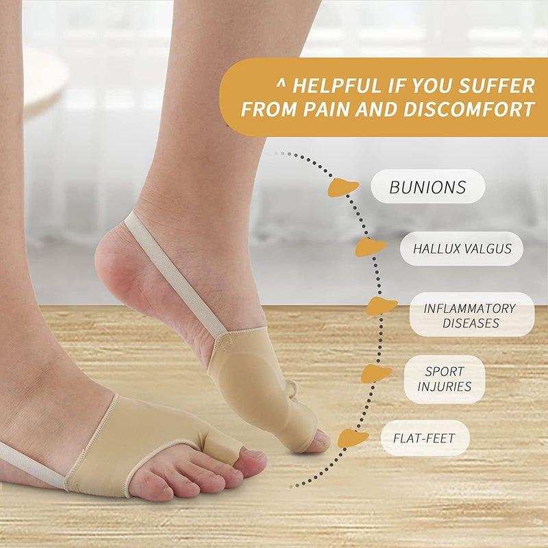 Bunion Corrector, Orthopedic Bunion Splint, Big Toe Separator Pain Relief, Non-Surgical Hallux Valgus Correction, Big Toe Straightener Pain Relief for Women & Men, Day Night Support (Beige), 1Pair - Image 4