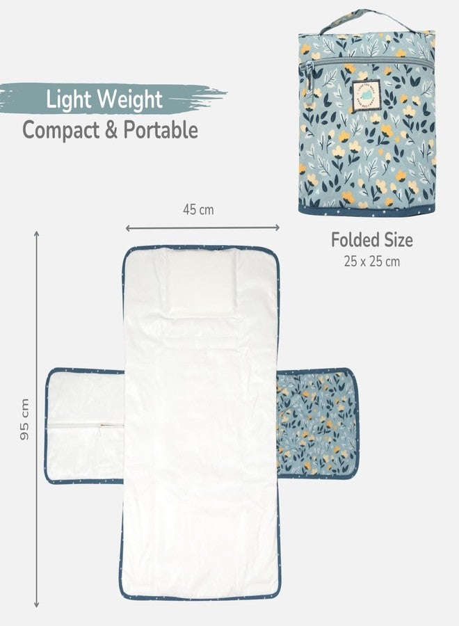 Tidy Sleep Baby Portable Diaper Changing Mat - Waterproof, Foldable Travel Mat with Storage Pockets & Soft Padding Pillow-Easy-to-Carry Changing Station Organizer for Newborns & Toddlers (Mom & Me Green Flower) - Image 5
