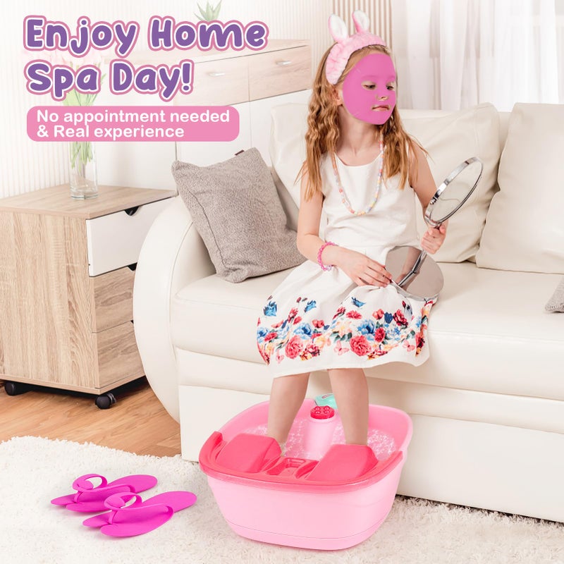 Dreamon Kids Foot Spa & Nail Kit - Kids Spa Day Kit for Girls with Mask Foot Bath and Nail Dryer - Manicures Pedicure Toy Kit Nails Art Salon Girl Stuff - Christmas Birthday Gifts for 6 7 8 9 10-12 Year Old - Image 4