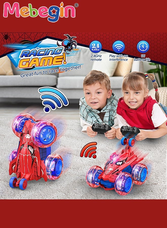 MEBEGIN Remote Control Car Toy with Cool Lights, Rechargeable Stunt RC Car with 360 Flips, Fun Indoor and Outdoor Toys, Suitable for Various Roads, Ideal Gift for Kids Aged 3+, 11.5*13*12.3cm - Image 3