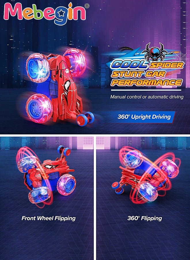 MEBEGIN Remote Control Car Toy with Cool Lights, Rechargeable Stunt RC Car with 360 Flips, Fun Indoor and Outdoor Toys, Suitable for Various Roads, Ideal Gift for Kids Aged 3+, 11.5*13*12.3cm - Image 2