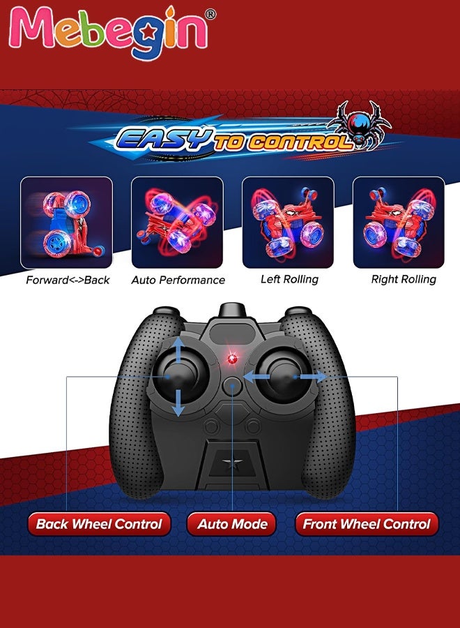 MEBEGIN Remote Control Car Toy with Cool Lights, Rechargeable Stunt RC Car with 360 Flips, Fun Indoor and Outdoor Toys, Suitable for Various Roads, Ideal Gift for Kids Aged 3+, 11.5*13*12.3cm - Image 4