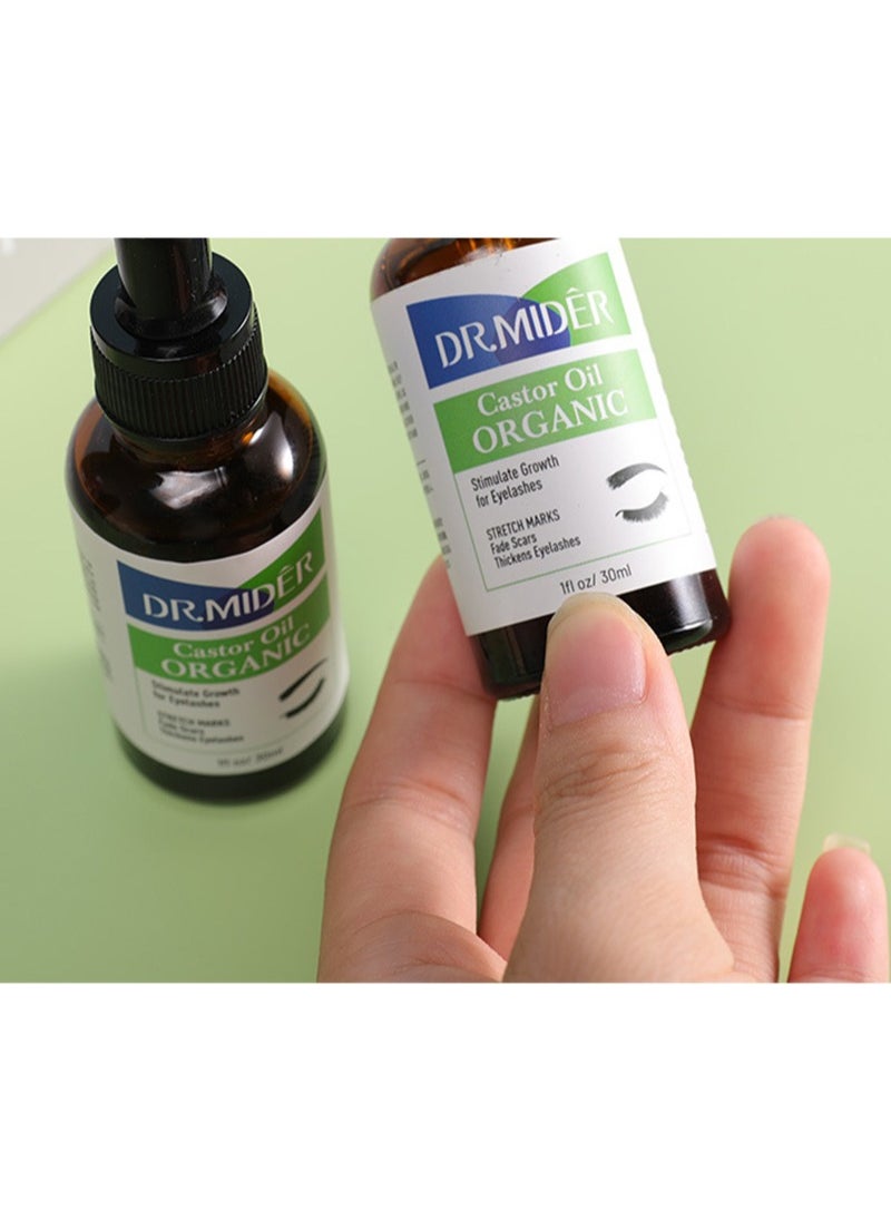 DR.MIDER - Organic Castor Oil Eyebrow and Eyelash Serum- Stimulates the Growth of Eyelashes, Eyebrows and Hair-Natural Skin Moisturizer and Hair Treatment - Image 1