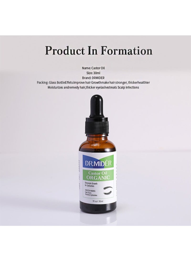 DR.MIDER - Organic Castor Oil Eyebrow and Eyelash Serum- Stimulates the Growth of Eyelashes, Eyebrows and Hair-Natural Skin Moisturizer and Hair Treatment - Image 1