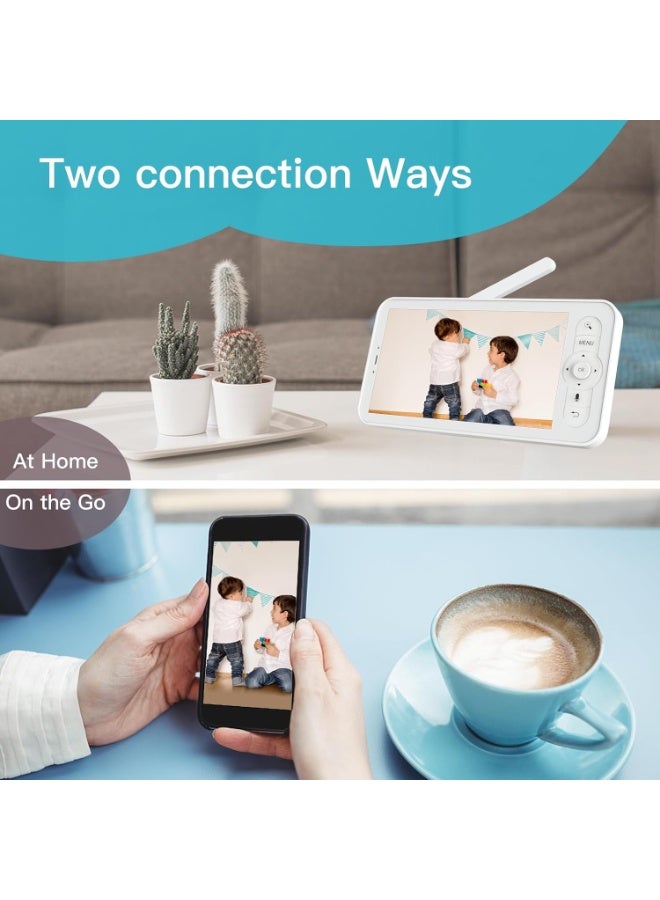 ARENTI 2.5K 5Ghz Wifi Baby Monitor with Camera and Night Vision,5'' Display,Pan Tilt,3350mAh Battery,2-Way Talk,6-Color Night Light,Long Range,Remote Control - Image 5