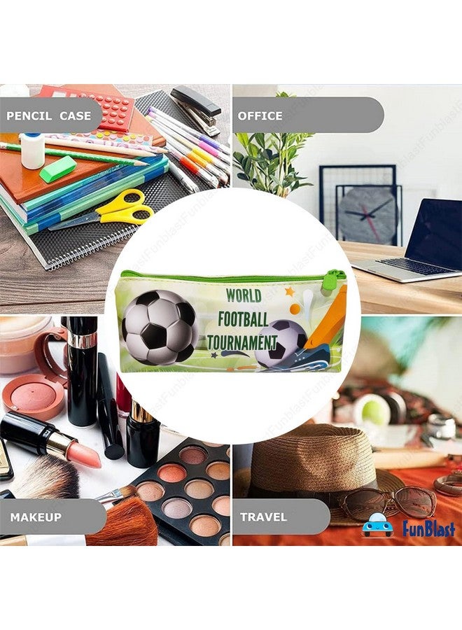 فنبلاست حقيبة فن بلاست للأطفال والكبار - حقيبة بطبعة كرة قدم، حقيبة متعددة الأغراض بسحاب للمدرسة، والسفر، ومستحضرات التجميل، والمكتب، والقرطاسية، والأدوات، والأغراض النقدية، وحقائب اليد، ومحفظة العملات المعدنية (طباعة عشوائية)  - Image 2