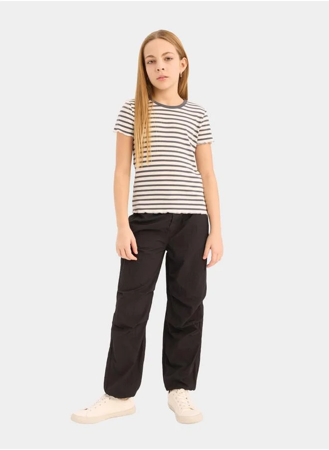 DeFacto DeFacto Girl Slim Fit Crew Neck Striped T-Shirt