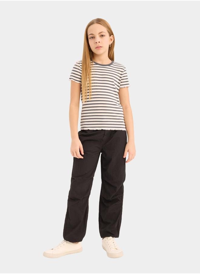 DeFacto DeFacto Girl Slim Fit Crew Neck Striped T-Shirt  - Image 2