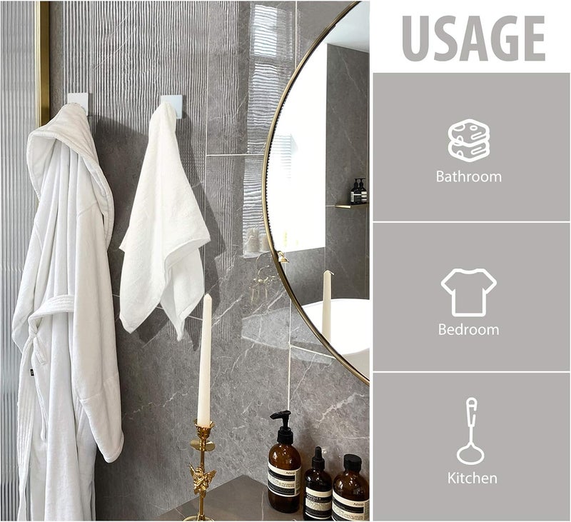 VIS'V All-round applied quality Adhesive Hooks, Silver Adhesive Towel Hooks Waterproof Self Adhesive Shower Wall Hooks Stainless Steel Stick on Hooks Heavy Duty Sticky Hooks for Bathroom Kitchen Livingroom Camper - 4 Pcs Easy store & transit build - Image 5