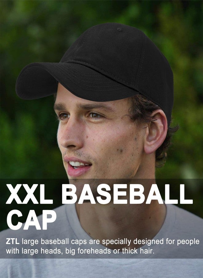 زد تي ال قبعة بيسبول كبيرة الحجم XXL للرؤوس الكبيرة (23.6-25.6 بوصة)، قبعة بيسبول قطنية كبيرة جدًا، قبعة بيسبول سوداء غير مُهيكلة بمقاسات كبيرة - Image 3