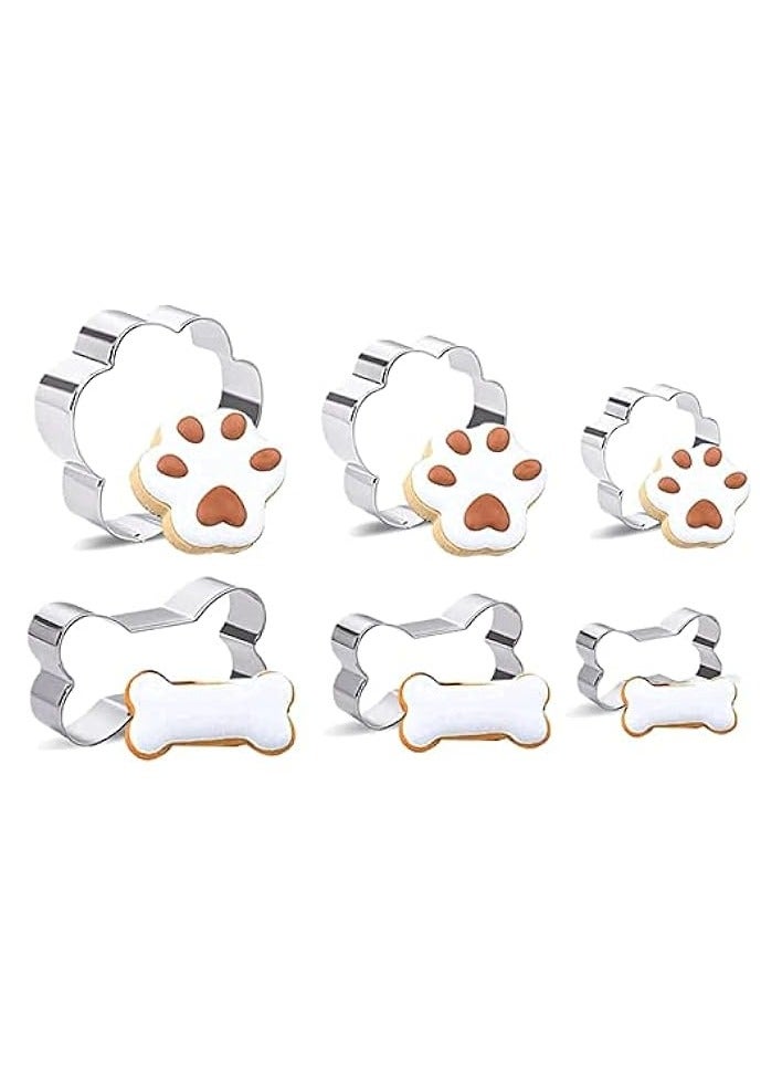 erorex 6 Piece Dog Cookie Cutter Set, Cartoon Dog Bone, Paw Print Animal Cookie Cutters Dog Shaped Mould for DIY Baking Biscuit Pastry Cutter  - Image 1
