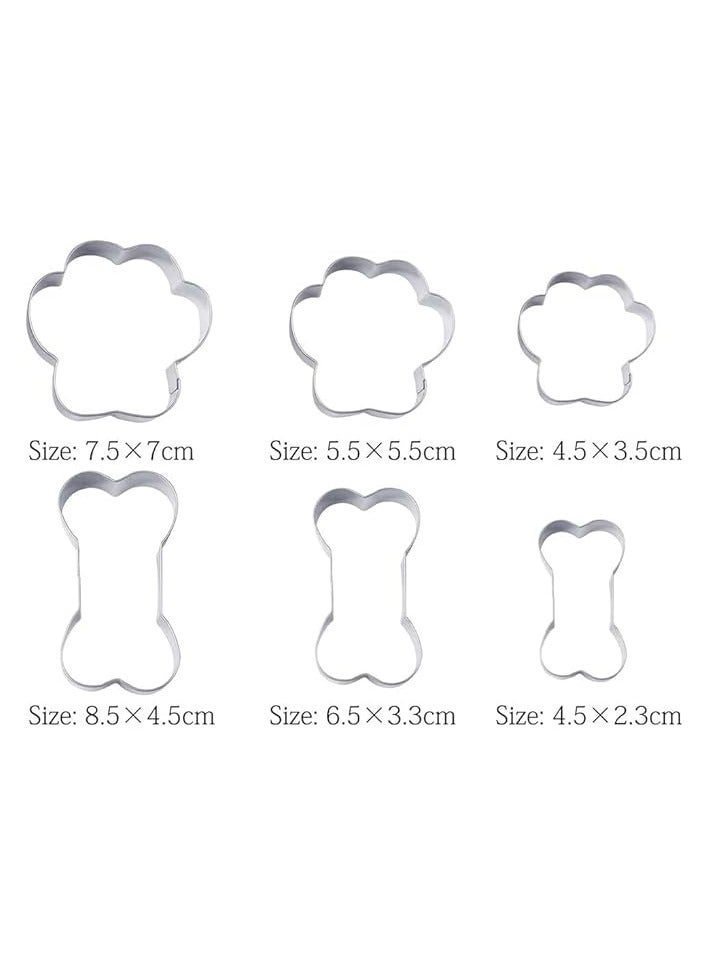 erorex 6 Piece Dog Cookie Cutter Set, Cartoon Dog Bone, Paw Print Animal Cookie Cutters Dog Shaped Mould for DIY Baking Biscuit Pastry Cutter  - Image 3
