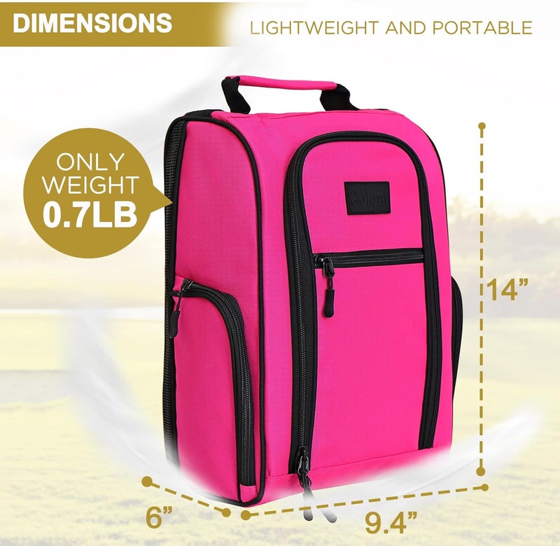 Goloni 2 Pcs Ventilated Golf Shoe Bag Men Women Padded Travel Shoe Bag Sport Shoe Carrier Bags with Side Accessory Pockets for Socks, Tees, Golf Balls (Black+Pink) - Image 5