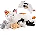 gnomantic 5 Pieces Cat Stuffed Animals with Babies Inside Belly 1 Mommy Stuffed Cat with 4 Kittens Stuffed Kitty Plush Toys for Kids Age 38 Gifts Ideal for Christmas Valentines Birthday - Image 3