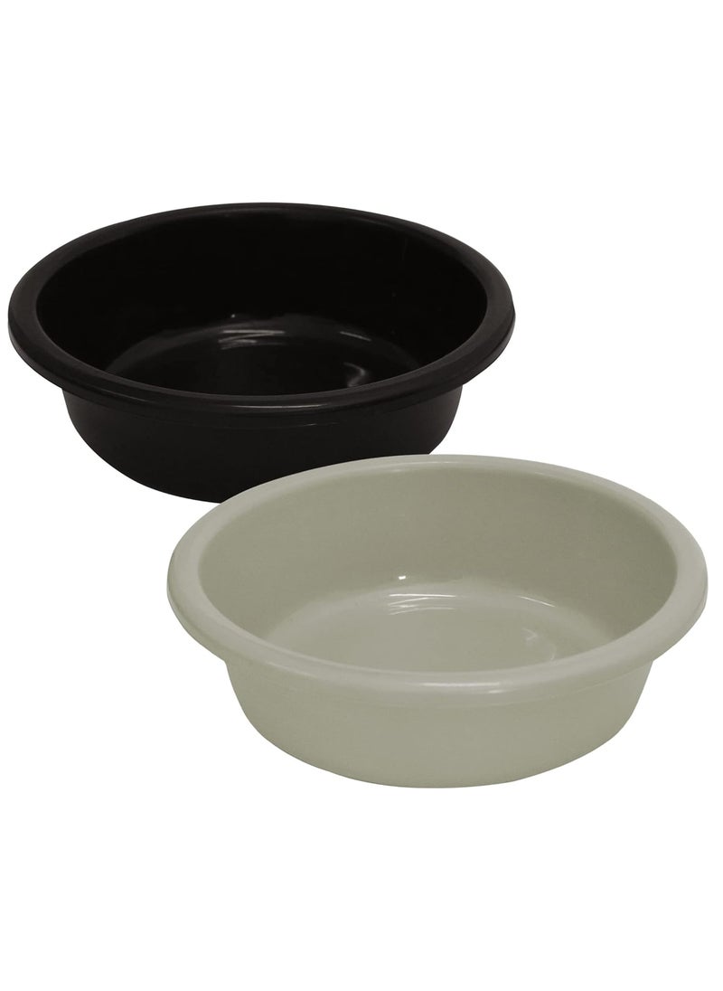Kuber Industries Kuber Industries Multiuses Unbreakable Plastic Knead Dough Basket/Basin Bowl For Home & Kitchen 6 Ltr- Pack of 2 (Black & Grey)  - Image 1