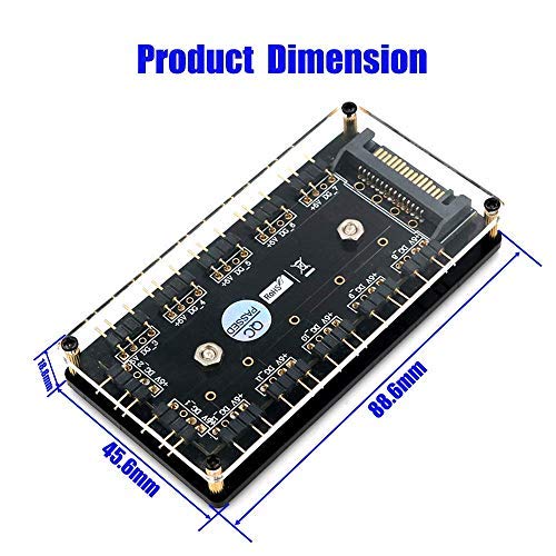 Mustpoint 12 Way 5V RGB LED Splitter Hub with PMMA Case and Magnetic Standoff for ASUS/MSI 5V 3Pin LED Controller with PMMA Case and Magnetic Standoff for ASUS/MSI 5V 3Pin LED Controller - Image 3