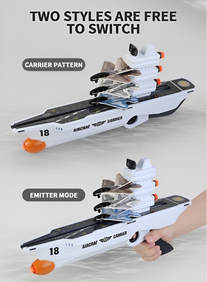 GROIC Airplane Toy Catapult Plane Outdoor Flying Toys One-Click Ejection Model Airplane,2 Flight Mode Catapult Plane with 4 Planes and 8 Soft Bullets Outside Toy - Image 3