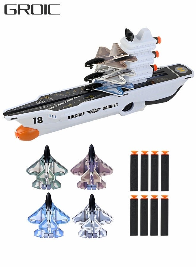GROIC Airplane Toy Catapult Plane Outdoor Flying Toys One-Click Ejection Model Airplane,2 Flight Mode Catapult Plane with 4 Planes and 8 Soft Bullets Outside Toy - Image 1