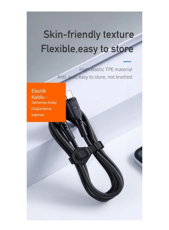 مكدودو كابل شحن سريع CA-728 من النوع C إلى USB، 3A، يدعم الشحن السريع QC4.0، نقل بيانات 1.2 متر وشحن سريع، تصميم مرن من مادة TPE عالية الجودة مع حماية فائقة من الانحناء، متوافق مع جميع الهواتف الذكية بمنفذ Type-C - Image 2