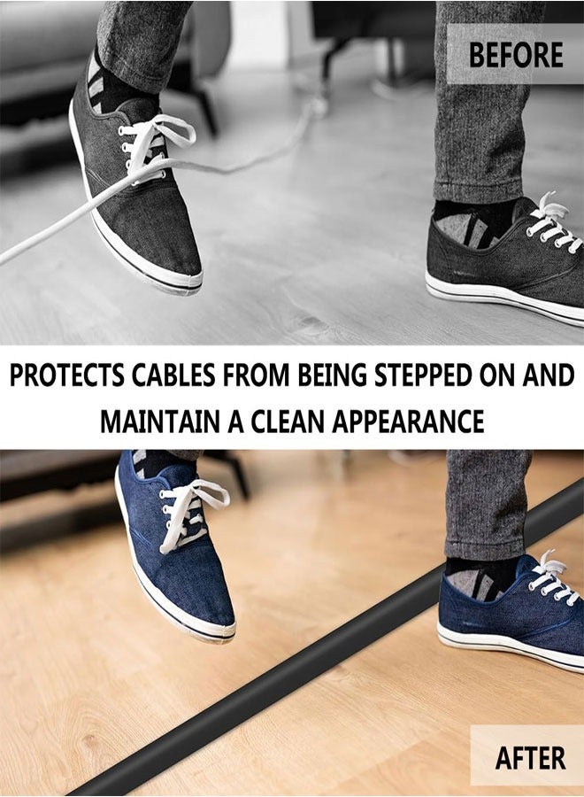 Floor Cord Cover 2M/6.5FT Self Adhesive Cord Hider Floor Cable Management Power Cord Protector Electric Cord Covers for Home, Offices, School, Cable Cavity: 10MM(W) x 6MM(H) black - Image 4