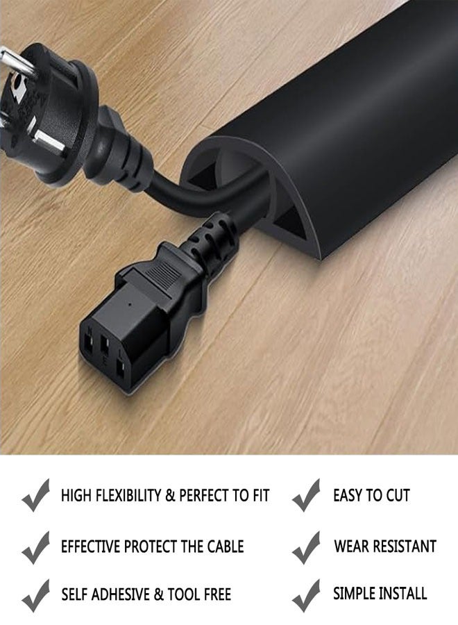 Floor Cord Cover 2M/6.5FT Self Adhesive Cord Hider Floor Cable Management Power Cord Protector Electric Cord Covers for Home, Offices, School, Cable Cavity: 10MM(W) x 6MM(H) black - Image 5