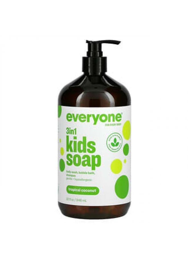 Everyone Everyone, 3 in 1 Kids Soap, Tropical Coconut, 32 fl oz (946 ml)  - Image 2