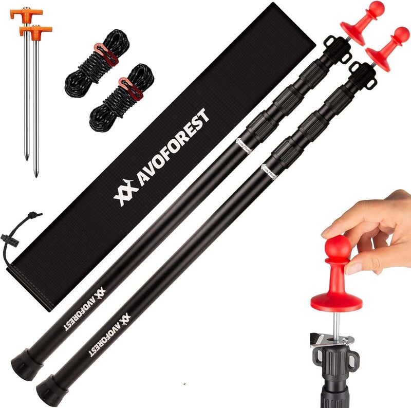 AVOFOREST Heavy Duty Adjustable 8.7FT Telescoping Tarp Poles Set of 2 with Protection Cap - Image 1