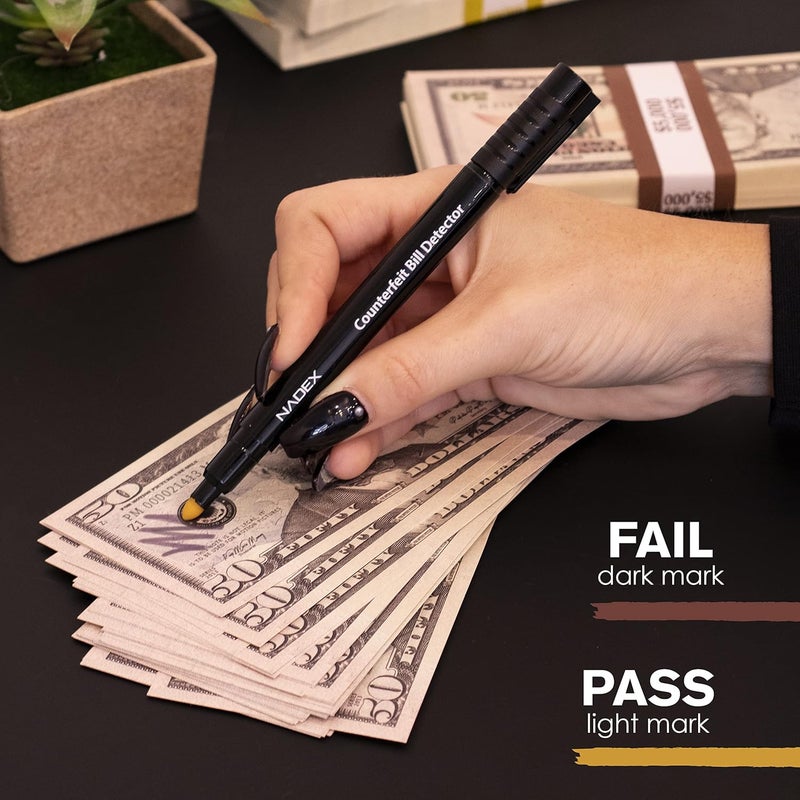 Nadex Counterfeit Pen, Easy Swipe - Gold for Real, Black for Fake, Detect Counterfeit Bills (6 Pack) - Image 2
