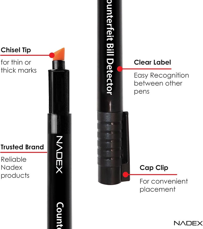 Nadex Counterfeit Pen, Easy Swipe - Gold for Real, Black for Fake, Detect Counterfeit Bills (6 Pack) - Image 5