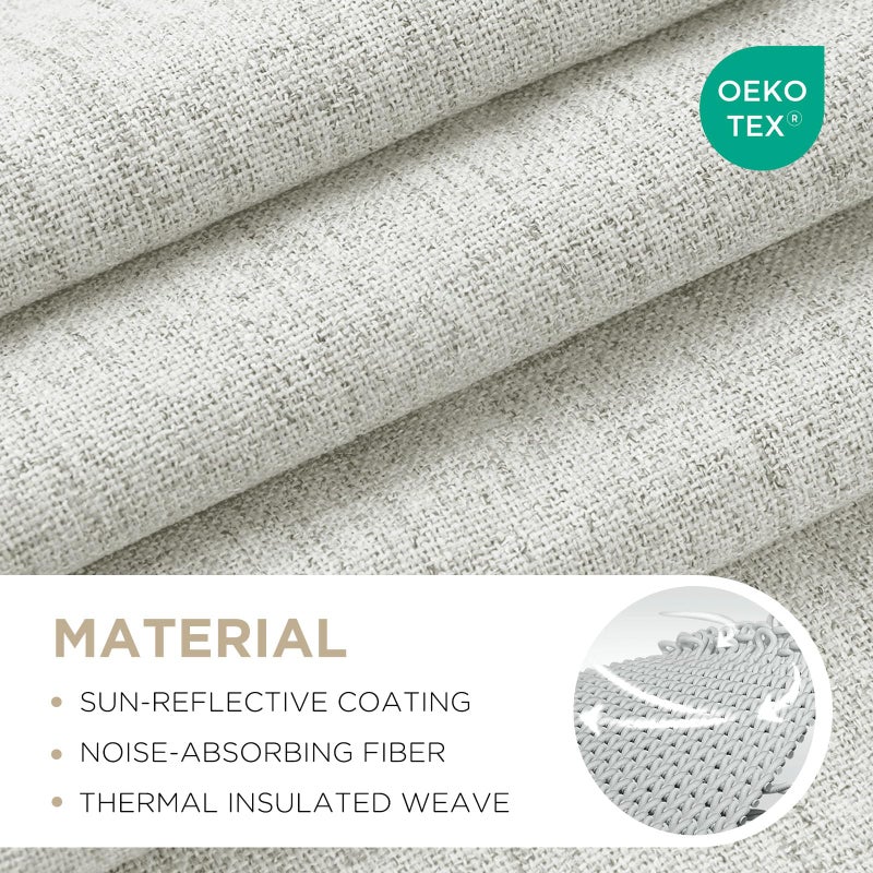 Joydeco Blackout Curtains for Bedroom - 96 Inch Long 100% Light Blocking 2 Panels Set White Drapes, Thermal Insulated Room Darkening Curtains, Linen Textured for Living Room, Rod Pocket & Back Tabs - Image 2