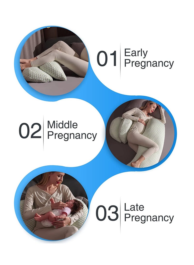 Pregnancy Pillows for Sleeping Maternity Pillow Pregnancy Body Pillow Support for the Back Legs Belly and Hips of Pregnant Women Detachable and Adjustable with Pillow Cover - Image 4