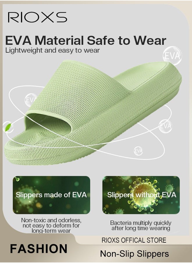 RIOXS Unisex Slipper, Cloud Slides Pillow Slippers For Women And Men, Shower Slippers Bathroom Sandals, Soft Thick Sole Slippers, Non-Slip Bubble Slides For Men Women Indoor And Outdoor Use, Dorm Room Essentials  - Image 2